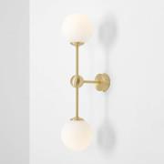 Seinävalaisin Alison, 2-lamppuinen, messinki/valkoinen, 59 cm
