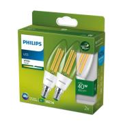 Philips-LED-lamppu E14 B35 2,3W 485lm 3000K 2 kpl