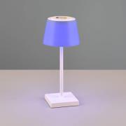 LED-pöytälamppu Sanchez, RGBW ja himmennin, valk.