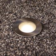 Strata LED uppoasennuslattiavalaisin, Ø 12 cm, alumiini, 90°, IP 67