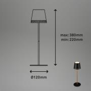 Kiki LED ladattava pöytävalaisin, musta/kultainen, IP44, 3000K