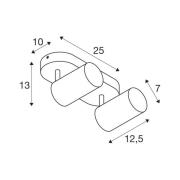 SLV Asto Tube -kattospotti GU10 2-lamppuinen musta