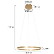 LED-riippuvalaisin Ringlux Ø60 cm, 2 lamppua kulta