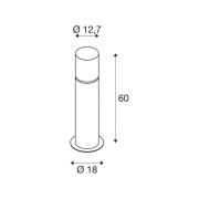 SLV Rox akryylijalustavalaisin, korkeus 60 cm, harmaa, ruostumatonta