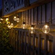 LED-aurinkokäyttöinen valoketju GloBulb, 20-lamppuinen, IP44