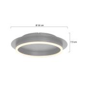 Ringlux LED-kattovalaisin, teräksenvärinen, Ø 32 cm, metallia