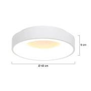 Ringlede LED-kattovalaisin, 2700 K, Ø 48 cm, valkoinen, metallia