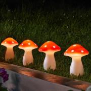 LED-aurinkoenergian maapiikki Fairy Mushroom, 4 kpl, punainen/valkoine...