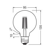 OSRAM LED-lamppu Globe G95 E27 5W hehkulanka 2,700K