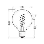 OSRAM LED Vintage G80 E27 4,6W 927 kierrehehkulanka kirkas himmeä