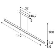 SLV One Lineaarinen LED-riippuvalaisin, 140 cm, messinki