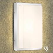 LED-ulkoseinävalaisin Julea, ruostumaton teräs, lasi, liiketunnistin