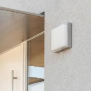 LED-ulkoseinävalaisin 046, ruostumaton teräs, lasi, 25 x 25 cm