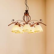 Riippuvalaisin Roma, valkoinen ja ruskea, 5-lamppuinen