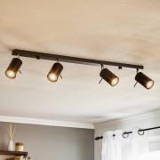 Kattospotti Round, musta, 4-lamppuinen, lineaarinen