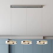 Lucande LED-riippuvalaisin Lyani, 115cm, 3-valo, kromi, himmennettävä