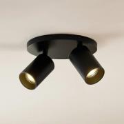 Arcchio-kohdevalaisin Brinja, musta, pyöreä, Ø 6 cm, 2-lamppuinen, GU1...