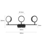 Lindby valonheitin Neros, musta, 3-valo, 55 cm, CCT, rautainen