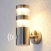 Lindby LED-ulkoseinävalaisin Lanea, 22 cm, ruostumaton teräs, anturi