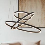Arcchio LED-riippuvalaisin Albiona, musta, 3 rengasta, Ø 80 cm