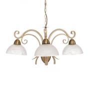 Kattokruunu Flora, kolme lasivarjostinta, valkoinen/messinki