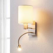 Lindby seinävalaisin Shajan, 29 cm, tekstiili, E27, LED-lukuvalaisin