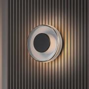 LED-seinävalaisin Celeste, musta/kromi, Ø 22 cm lasi himmennettävä