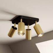 Kattovalaisin Eye Spot 4-lamppuinen, musta/messinki