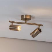 Kattokohdevalaisimet Spotte, antiikkimessinki, 2-lamppuinen