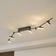 Lindby LED-valonheitin Eldrin, musta, 6 valoa, valonauhat