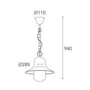 Ulkona roikkuva valaisin Campanula 2094, antiikkimessinki, Ø 29 cm, IP...
