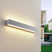 Lucande LED-seinävalaisin Lengo, 50 cm, hopea, 2-valo, IP65