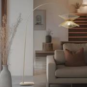Lindby valokaarilamppu Valdorin, beige, paperi, 195 cm, IP20