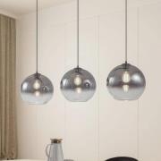 Lucande-riippuvalaisin Brillar, savunharmaa, lasi, 3-valo, 128cm