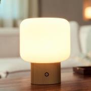 Lucande LED-akkukäyttöinen pöytävalaisin Katrin Palme, beige, lasi