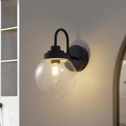 Lucande seinävalaisin Badolo, musta, lasi, 25 cm korkea, IP44