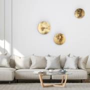 LED-seinävalaisin Ring L, Ø 35 cm, vaneri, kultainen