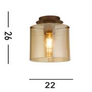 Sweden kattovalaisin, mokka/karmiininpunainen, 1-valo, teräs, lasi