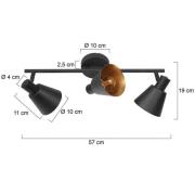 Kattokohdevalo Oeroe, 3-lamppuinen, musta, metalli, E14