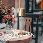 LED-akku-pöytävalaisin Viletto, kahvinruskea, IP54