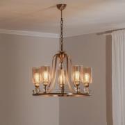 Kattokruunu Jadina, kultainen antiikki, 5-valo, Ø 62 cm metalli/lasi