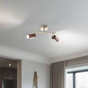 Legno kattovalaisin, 2-valo, ruskea / messinki, korkeus 23 cm, puu