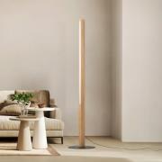 LED-puinen lattiavalaisin Teo, mänty, 120 cm, kosketusdimmeri