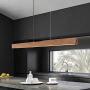 LED-puinen riippuvalaisin Teo, pähkinä, 126 cm, kosketusdimmeri