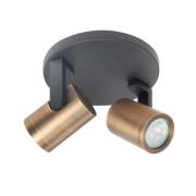 Kattovalaisin Halo, musta/messinki kiillotettu Ø 17 cm 2-valo.