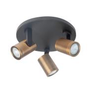 Kattovalaisin Halo, musta/messinki kiillotettu Ø 25 cm 3-valo.