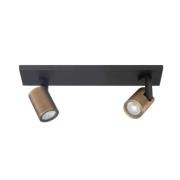 Kattopiste Halo, musta/messinki kiillotettu Pituus 40 cm 2-valo.