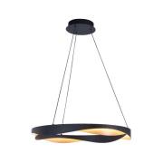 LED-ripustusvalaisin Ascoli, Ø 64 cm, musta/kulta, metalli, himmeä