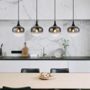 Maxy riippuvalaisin, pituus 100 cm, savunharmaa, lasi, 4-valo.