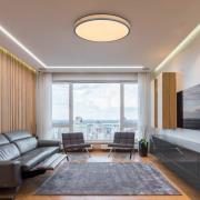 LED-kattovalaisin Doro, Ø 60 cm, tumma grafiitti/puu, puu, CCT